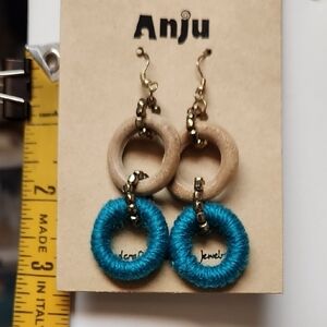 Anju Handcrafted Gold and Blue Hoop Earrings